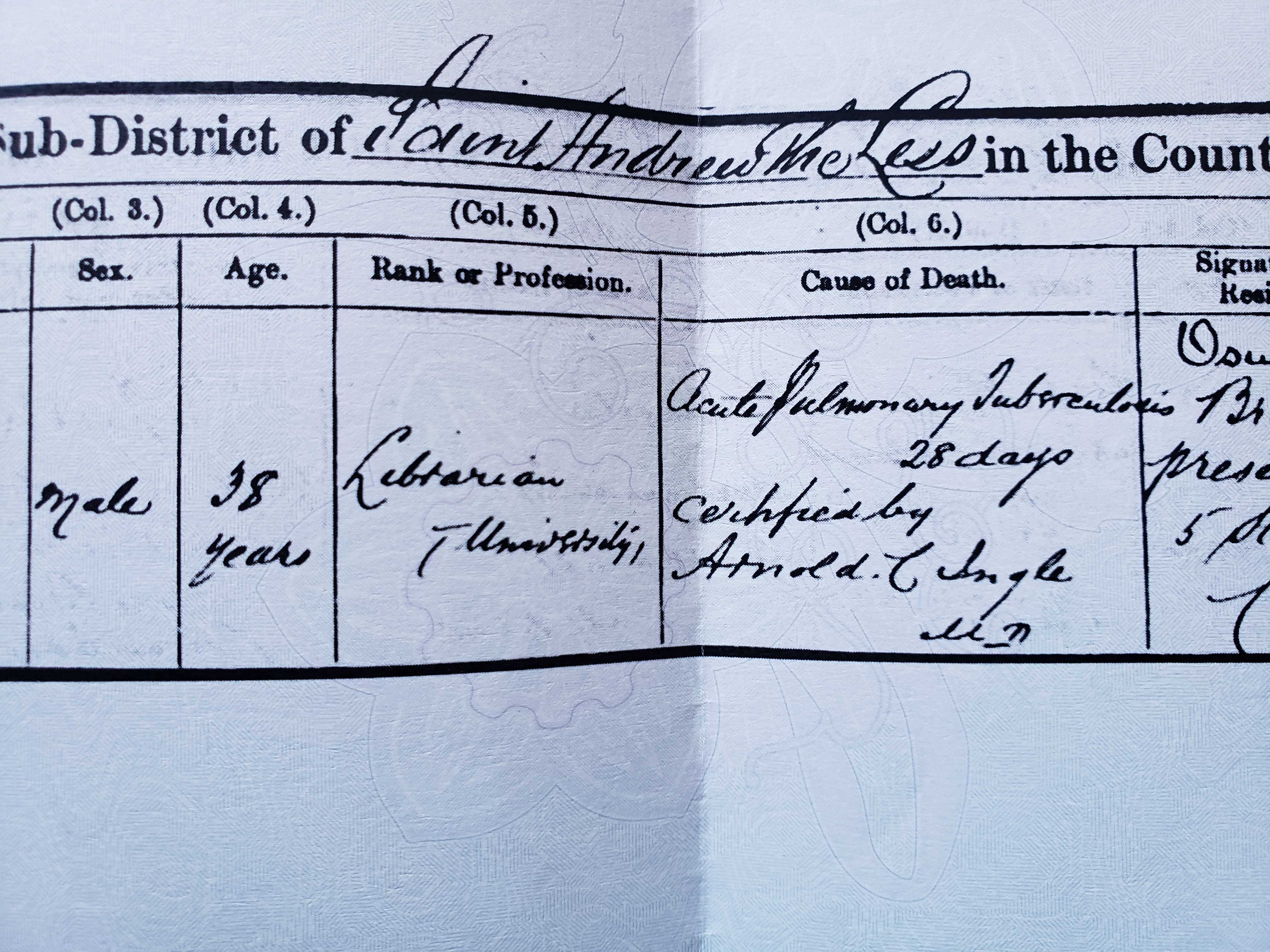 Worman's death certificate