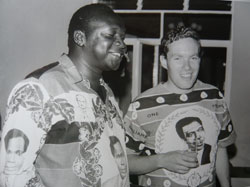 CISGO East Africa member and host with Milton  Obote shirts in Kampala
