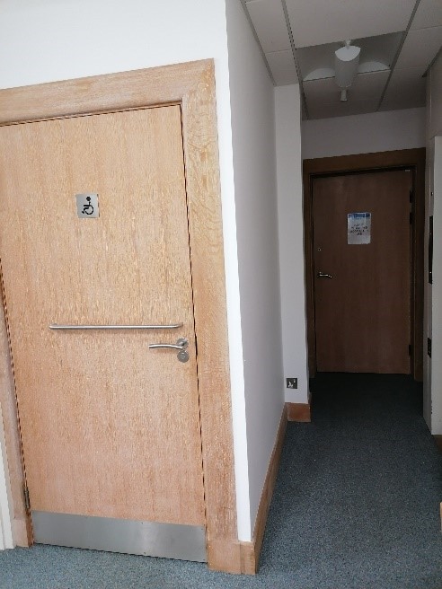 Door to accessible toilet