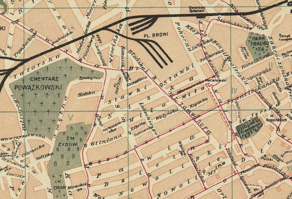 Historic map of Warsaw
