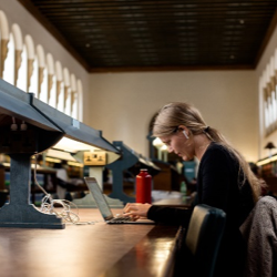 A student works in the Reading Room